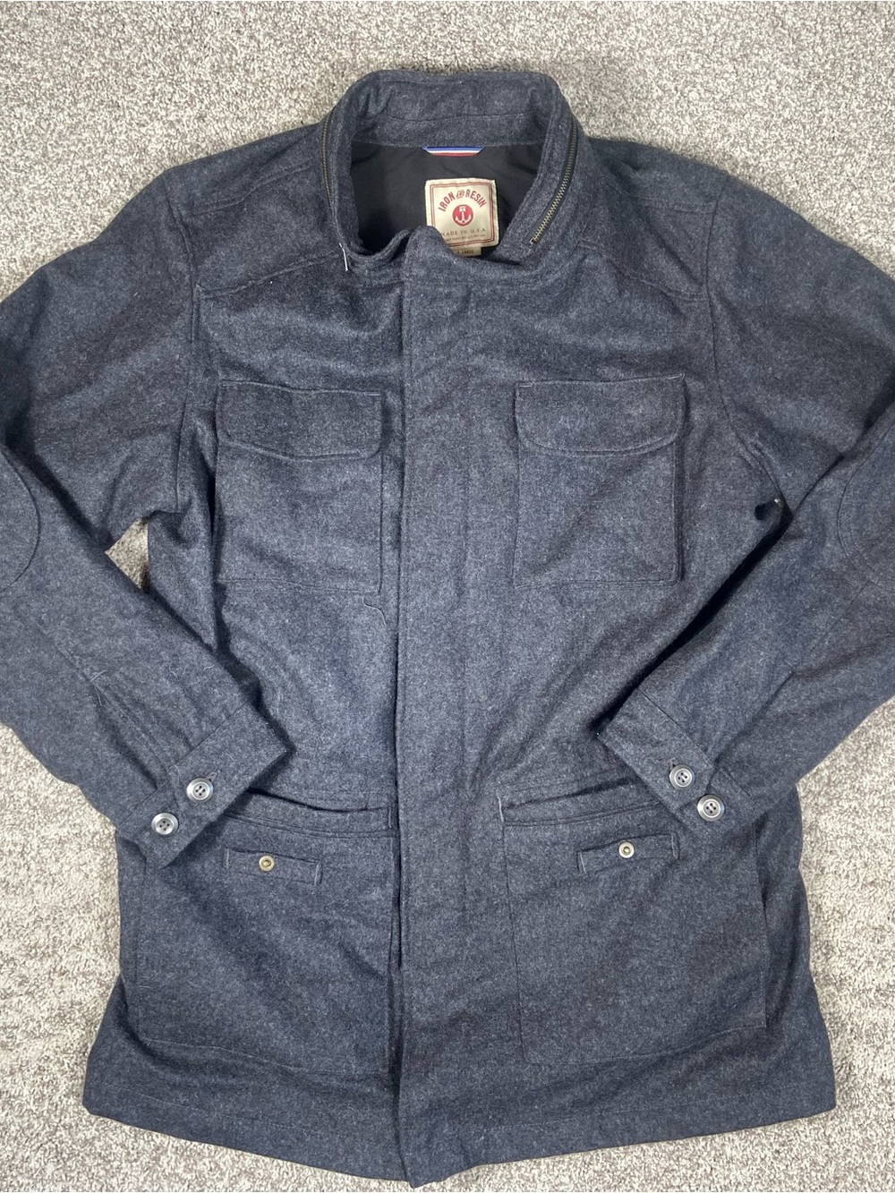Iron & Resin USA Made 100% Wool M-65 Field Jacket Mens XL Charcoal Gray Coat